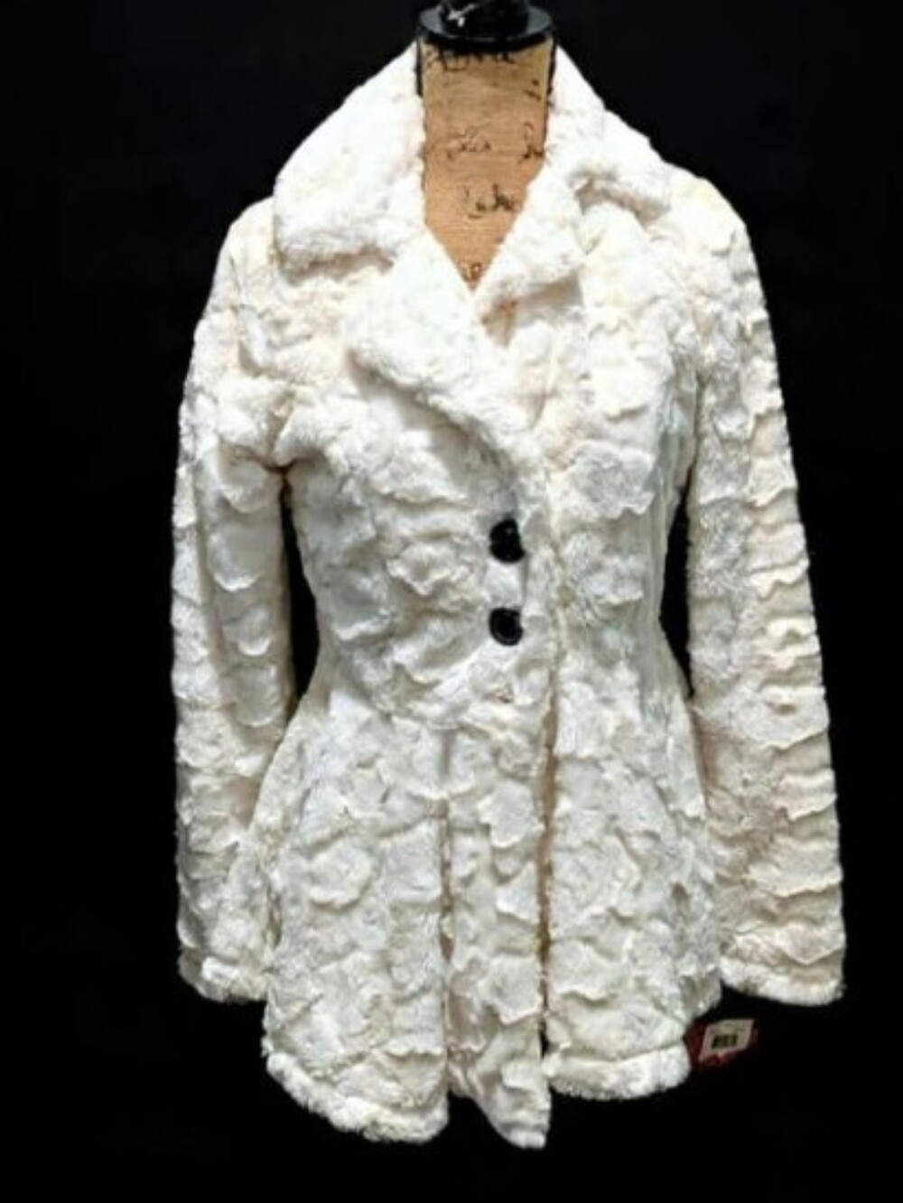 Women's Cream Faux Fur Peacoat Jacket